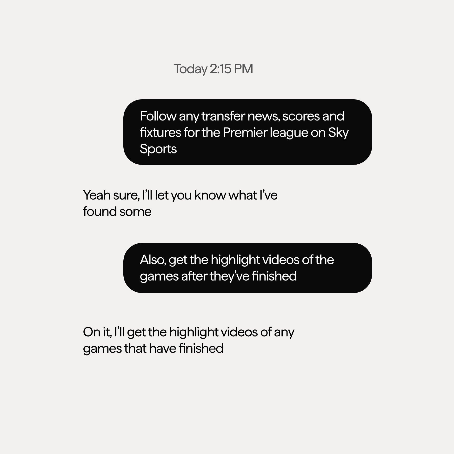 Messages on the sports feed
